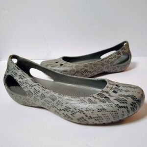 Crocs Women's Kadee Ballet Flat Slide Comfort Casual Shoes Snake Print Size 8
